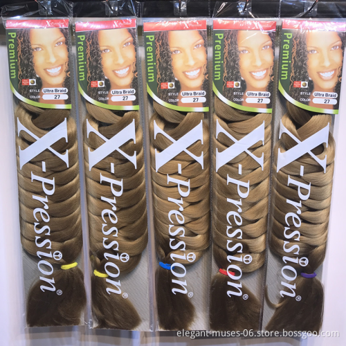 Synthetic wholesale 82 inch braiding  jumbo ombre hair extensions x pression prestretched braiding hair expression extension